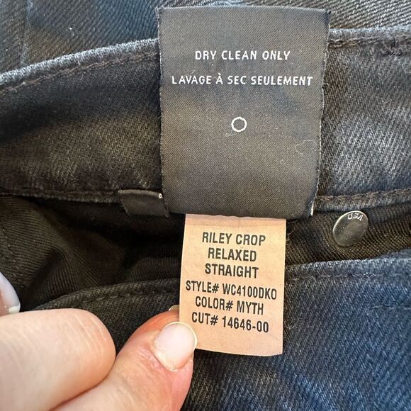 Hudson Riley Crop Relaxed Straight Leg Women's Black Jeans Star Detail Size 27 - Picture 10 of 16